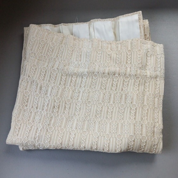 Source Unknown Other - VTG Brocade Lace Cream‎ Curtain Panel Fully Lined Ivory 30"x86" Romantic Cottage